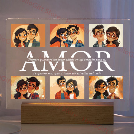 Custom Photo Text 3D Acrylic Lamp For Mom Dad Gift by zapcart