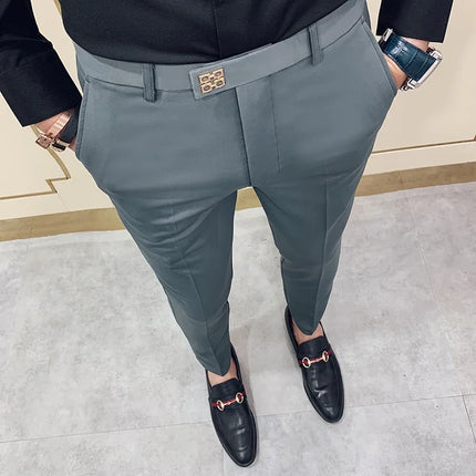 CN Zhejiang Mens Slim Fit Dress Pants Versatile All Match by zapcart