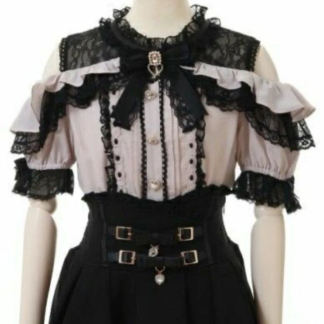 Japanese Lolita Blouse Off Shoulder With Heart Bow Women by zapcart
