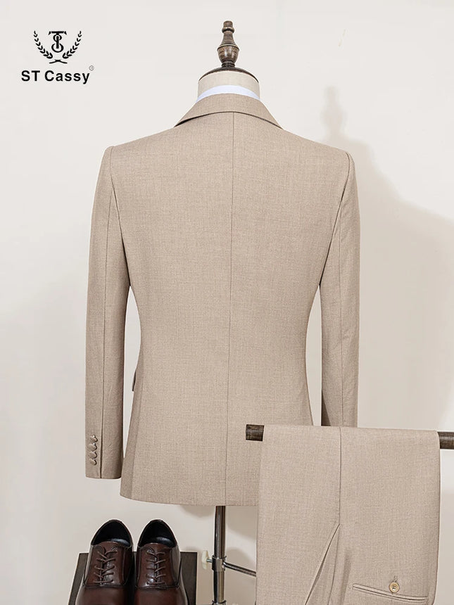 ST Cassy Elegant Slim Fit Men Suit Double Breasted 2 Piece by zapcart