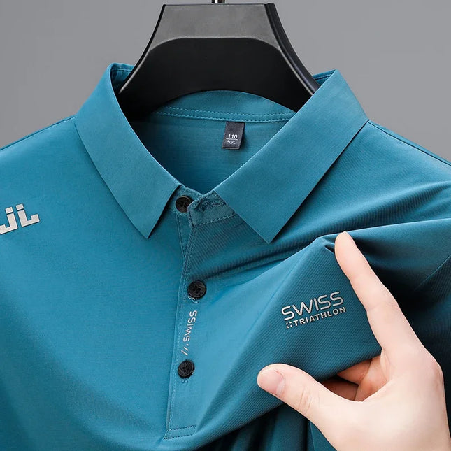 CN Zhejiang Mens Business Casual Polo Shirt Badge Breathable by zapcart
