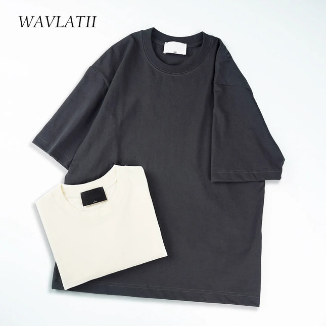 WAVLATII Oversized Summer T Shirt Unisex Casual Streetwear by zapcart