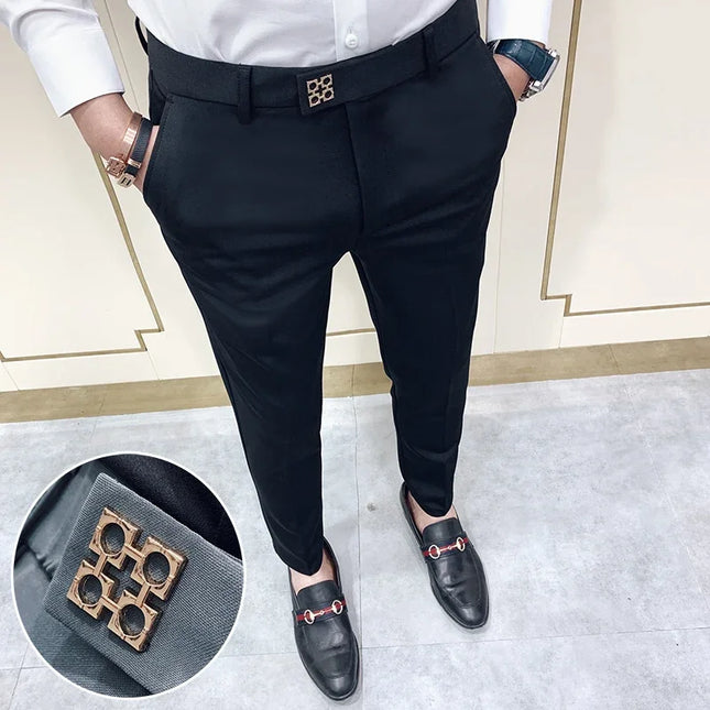 CN Zhejiang Mens Slim Fit Dress Pants Versatile All Match by zapcart