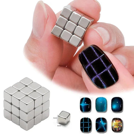 Cat Eye Chessboard UV Cube Magnets For DIY Manicure Kit by zapcart