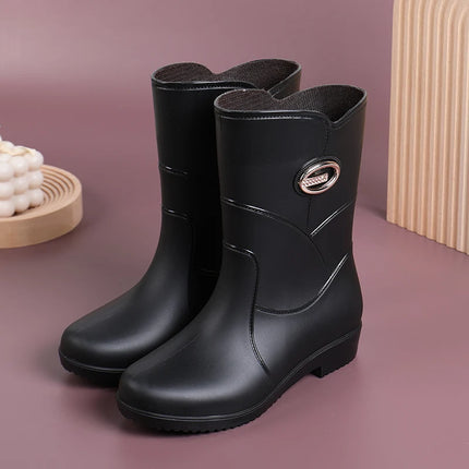 Fashionable Women Rain Boots Waterproof Non Slip Warm by zapcart