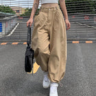 Women Cargo Pants Drawstring Pockets Loose Streetwear by zapcart