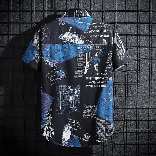HaibinzuLu Men Short Sleeve Print Shirt Beachwear Essential by zapcart