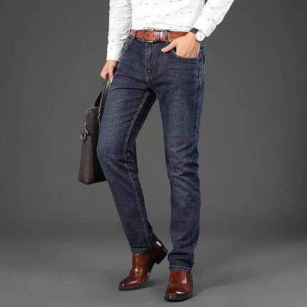 Men Blue Stretch Denim Jeans Straight Fit Classic CN by zapcart