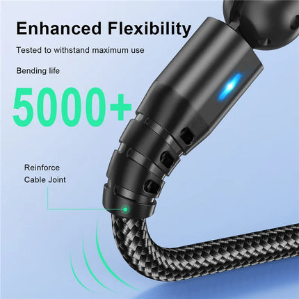 USLION Magnetic Charging Cable 540 Rotate 3 In 1 USB C Micro by zapcart