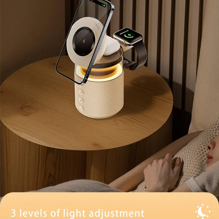 Magnetic Wireless Charging Station With Night Light Speaker by zapcart