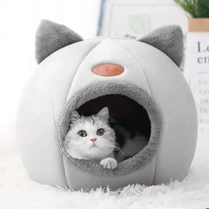Cat Head Shape Cute And Comfortable Warm Cat House Safe Sleep Cave Non-Slip Semi-Closed Design Four Seasons Universal Cat Nest by zapcart