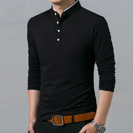 CN Zhejiang Mens Business Polo Shirt Long Sleeve Breathable by zapcart