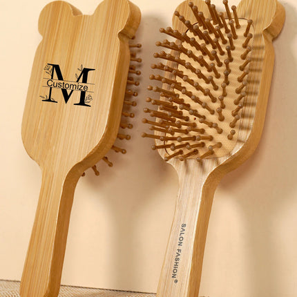 Personalised Bamboo Hairbrush AirCushion Detangling Unisex by zapcart