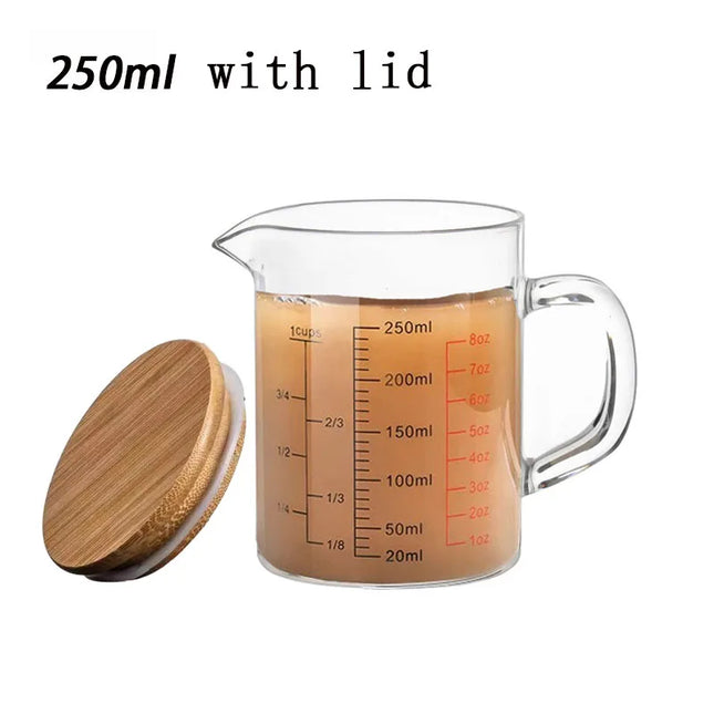 Heat-resistant Glass Measuring Cup With Handle V-shaped Spout Laboratory Beaker Kitchen Baking Milk Coffee Measuring Mug oz/ml by zapcart