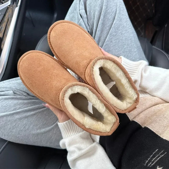 Unisex Sheepskin Snow Boots Shearling Warm Durable Comfort by zapcart
