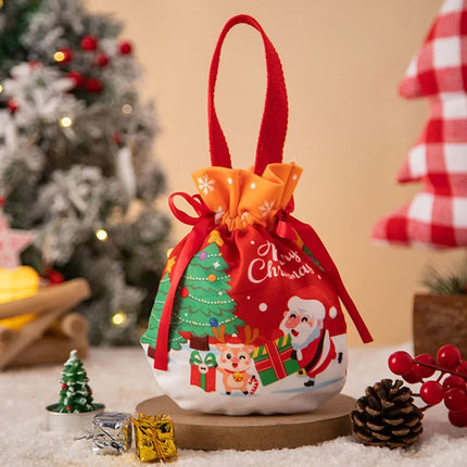 Festive Christmas Gift Bag Drawstring Pouch For Parties by zapcart