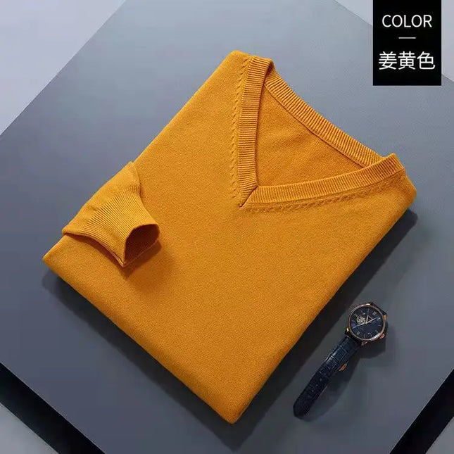 Choice Cashmere Cotton Blend Classic V Neck Men Pullover by zapcart