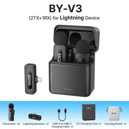 BOYA BYV3 Wireless Lavalier Microphone for iPhone Samsung by zapcart