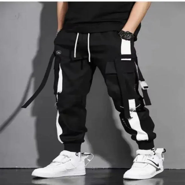 Book Panda Men Cargo Overalls Sweatpants Drawstring Comfort by zapcart