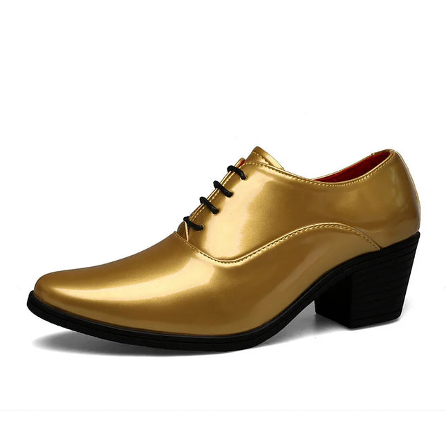 Dcoud Golden Luxury Leather Shoes Men Pointed Toe Wedding by zapcart