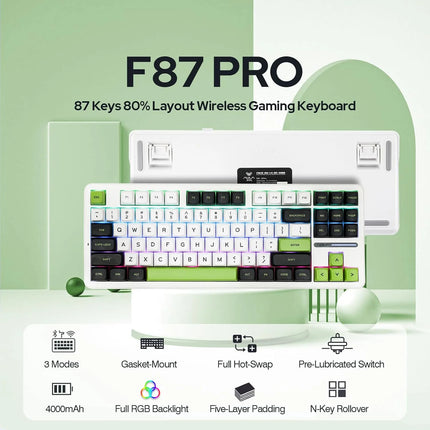 AULA F87 Pro 87 Key Hotswap Gasket Keyboard RGB Tri Mode by zapcart
