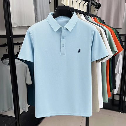 Men's Polo Shirt Embroidered Pony CN Zhejiang Breathable by zapcart