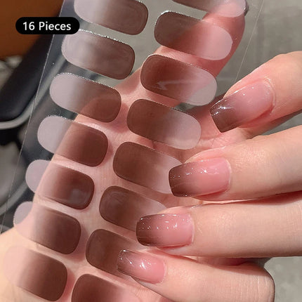 Pink Glitter Nail Stickers Full Cover Diy Manicure Deluxe by zapcart