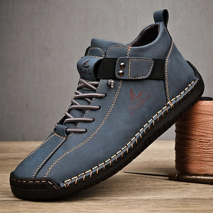 Abfuber Breathable Leather Casual Shoes for Men Lace Up by zapcart
