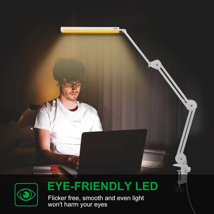 NEWACALOX 12W Adjustable Folding Desk Lamp with 102Pcs SMD LED Light Eye-Caring Reading Lamp for Home Office Bedroom EU/US 12V by zapcart