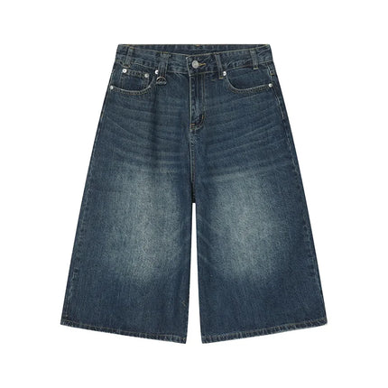 Kevinbatd Men Denim Shorts Loose Fit Vintage Y2K Gothic by zapcart
