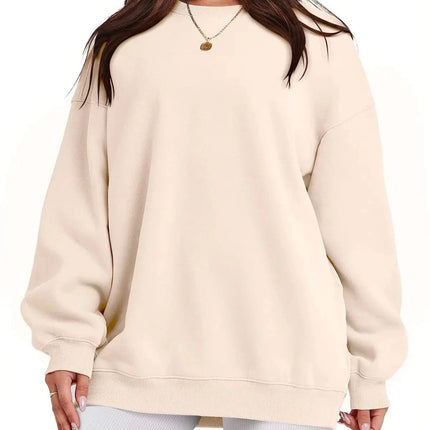 Women Fleece Lined Sweatshirt Cozy Warm Loose Fit Crew Neck by zapcart