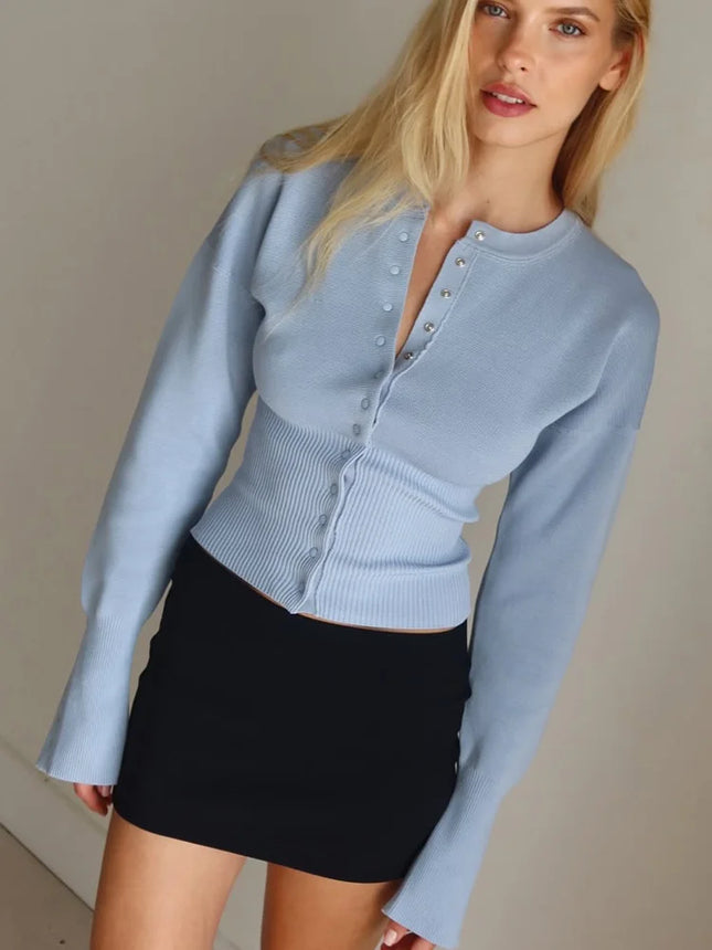 Tossy Autumn Knitwear Cardigan Top For Women Slim Cropped by zapcart