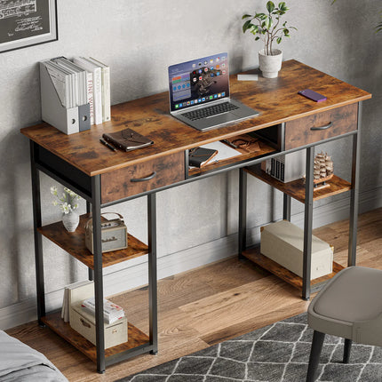 JHK 48 Inch Double Deck Shelving Office Desk Drawers by zapcart