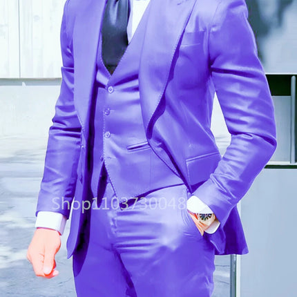 CN Zhejiang Men Three Piece Skinny Fit Wedding Suit by zapcart