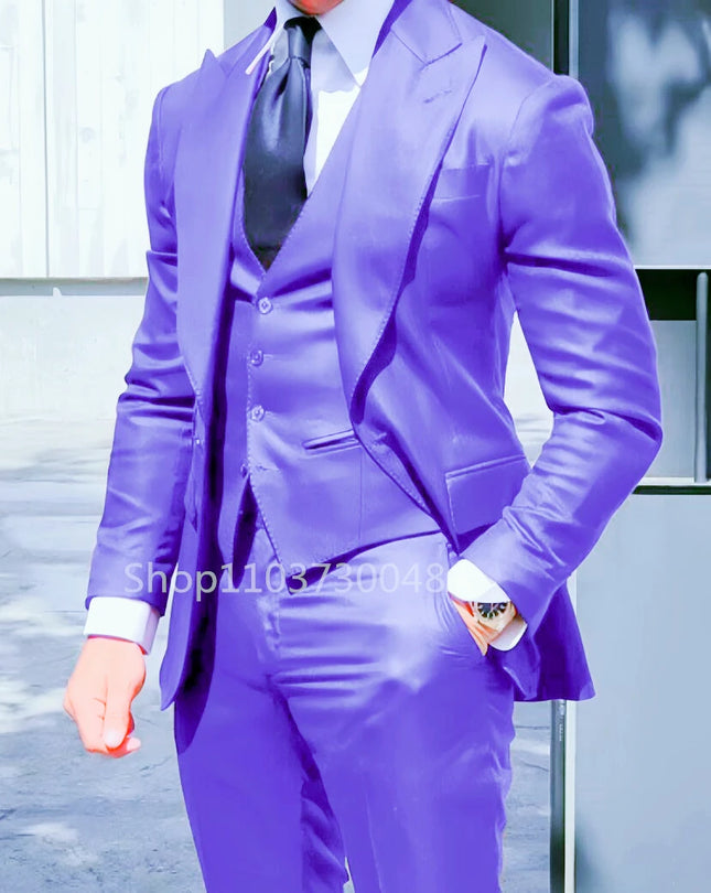 CN Zhejiang Men Three Piece Skinny Fit Wedding Suit by zapcart