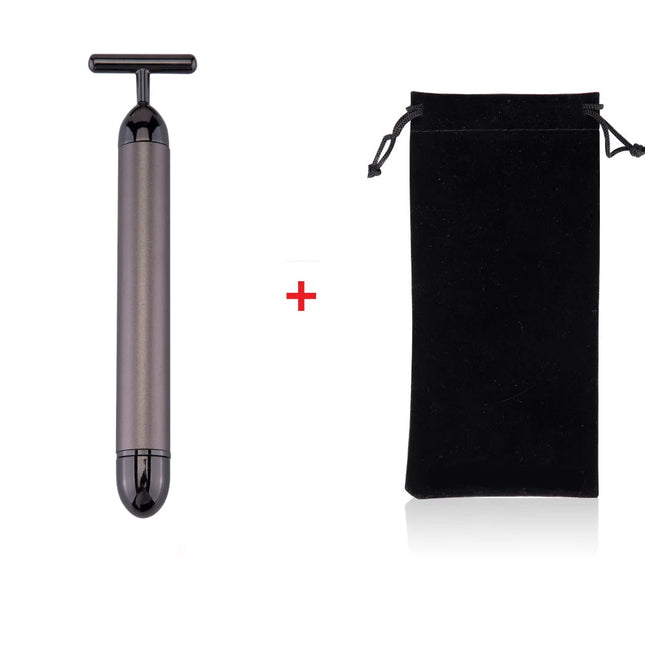 24k Gold Face Lift Bar Roller Vibration Slimming Massager Facial Stick Facial Beauty Skin Care T Shaped Vibrating Tool with Bag by zapcart