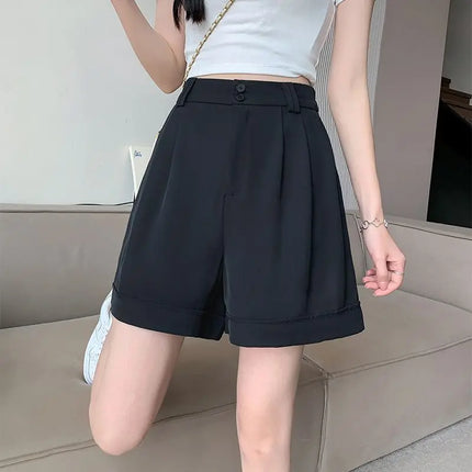 Wakamono Women High Waist Summer A Line Shorts Button Fly by zapcart