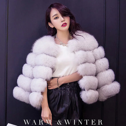 FANPUGUIZHEN Pink Faux Fur Coat For Women Warm And Elegant by zapcart