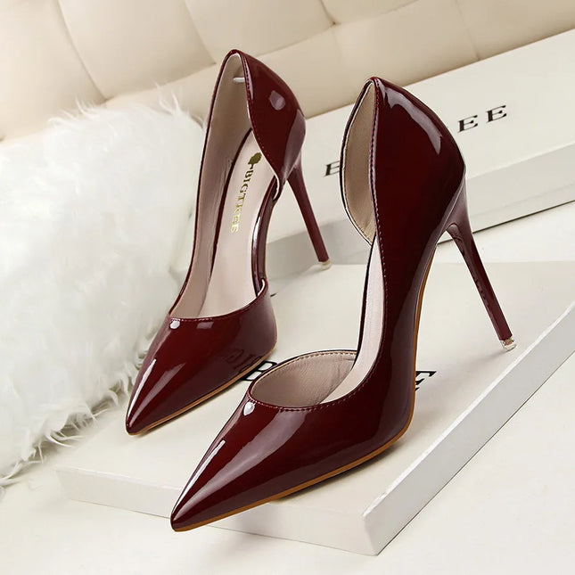 Glossy Korean Patent Leather Stiletto Heels Women Comfort by zapcart