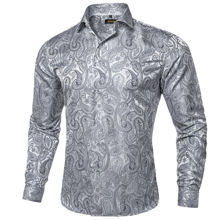 HenanChoice Mens Jacquard Paisley Shirt Long Sleeve Luxury by zapcart