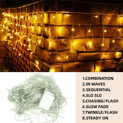 LSDM Outdoor Christmas Curtain LED Lights 5m 0.4-0.6m Home by zapcart