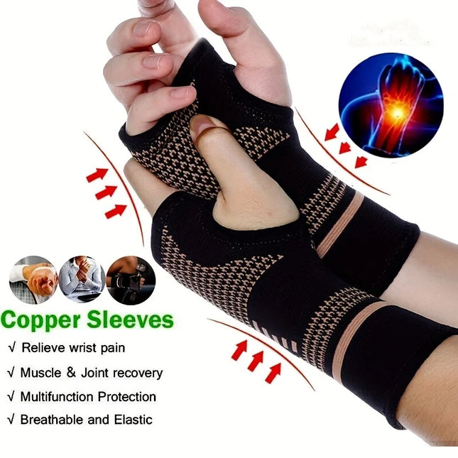 New 1Pcs Copper Fiber Bracer Wrist Elastic Sport Bandage Wristband Hand Gym Support Wrist Brace Wrap Tennis Fitness Powerlifting by zapcart