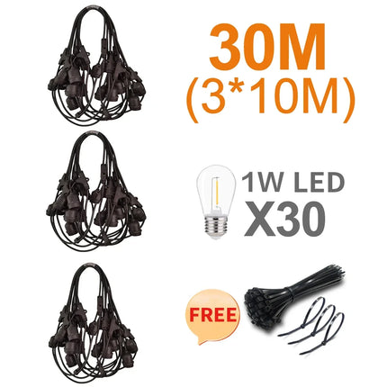 Foroureyes Outdoor Festoon LED Fairy Lights 30m Warm White by zapcart