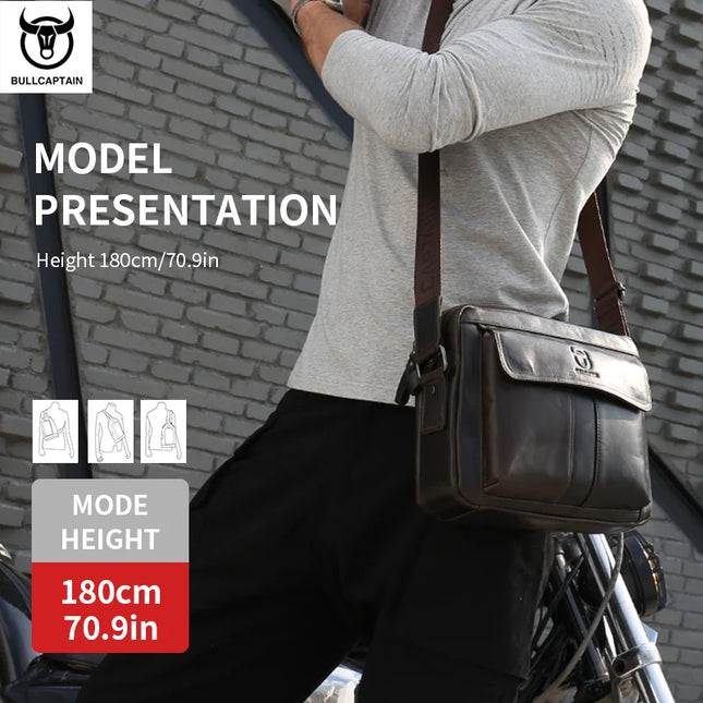 BullCaptain Men Genuine Leather Crossbody Bag Large Capacity by zapcart