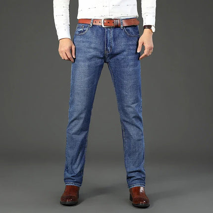 Men Blue Stretch Denim Jeans Straight Fit Classic CN by zapcart