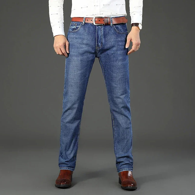 Men Blue Stretch Denim Jeans Straight Fit Classic CN by zapcart