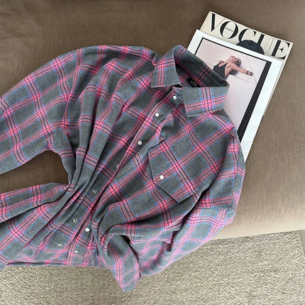 FSMG Plaid Shirt For Women Oversized Relaxed Fit Chic by zapcart
