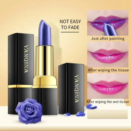 QIHENGYUE Color Change Lipstick Blue To Pink Shimmer Daily by zapcart