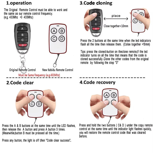 Choice 433MHz RF Remote Key Cloning Transmitter For Cars by zapcart