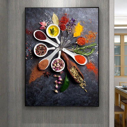 Kitchen Wall Art Herbs Spices Canvas Painting Nordic Decor by zapcart